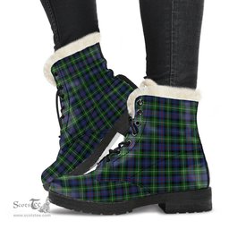 ScotsTee Shop Scottish MacKenzie Modern Clan Faux Fur Tartan Leather Boots