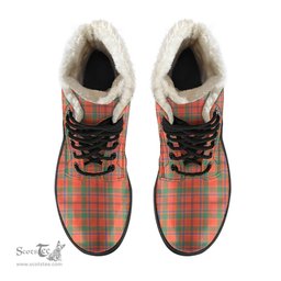 ScotsTee Shop Scottish Munro Ancient Clan Crest Faux Fur Tartan Leather Boots