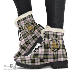 ScotsTee Shop Scottish MacPherson Dress Ancient Clan Crest Faux Fur Tartan Leather Boots
