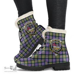 ScotsTee Shop Scottish MacDonald Ancient Clan Crest Faux Fur Tartan Leather Boots