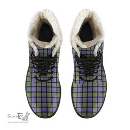 ScotsTee Shop Scottish MacDonald Ancient Clan Crest Faux Fur Tartan Leather Boots
