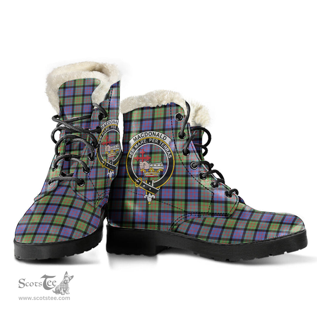 ScotsTee Shop Scottish MacDonald Ancient Clan Crest Faux Fur Tartan Leather Boots