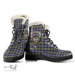 ScotsTee Shop Scottish MacDonald Ancient Clan Crest Faux Fur Tartan Leather Boots