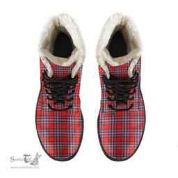 ScotsTee Shop Scottish MacFarlane Modern Clan Faux Fur Tartan Leather Boots