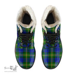 ScotsTee Shop Scottish Maitland Clan Crest Faux Fur Tartan Leather Boots