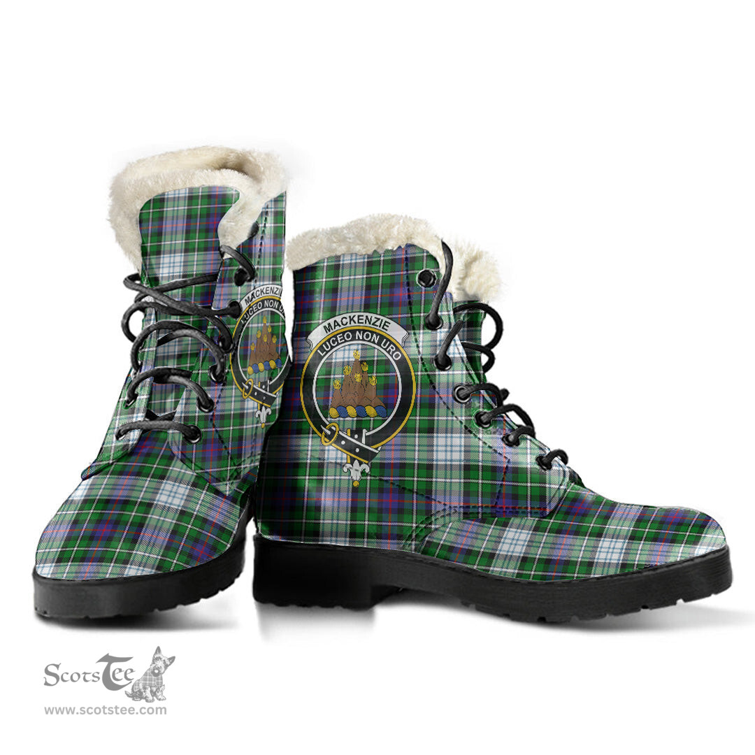 ScotsTee Shop Scottish MacKenzie Dress Modern Clan Crest Faux Fur Tartan Leather Boots