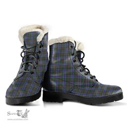 ScotsTee Shop Scottish Ogilvie Hunting Modern Clan Faux Fur Tartan Leather Boots