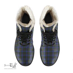 ScotsTee Shop Scottish Ogilvie Hunting Modern Clan Faux Fur Tartan Leather Boots