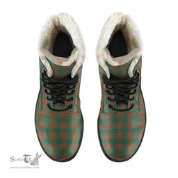 ScotsTee Shop Scottish Menzies Green Ancient Clan Crest Faux Fur Tartan Leather Boots