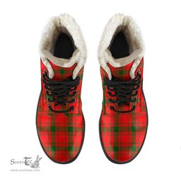 ScotsTee Shop Scottish MacQuarrie Modern Clan Faux Fur Tartan Leather Boots