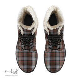 ScotsTee Shop Scottish MacRae Hunting Weathered Clan Crest Faux Fur Tartan Leather Boots