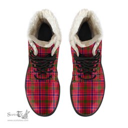 ScotsTee Shop Scottish MacRae Modern Clan Crest Faux Fur Tartan Leather Boots