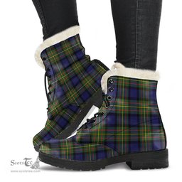 ScotsTee Shop Scottish MacLaren Modern Clan Faux Fur Tartan Leather Boots