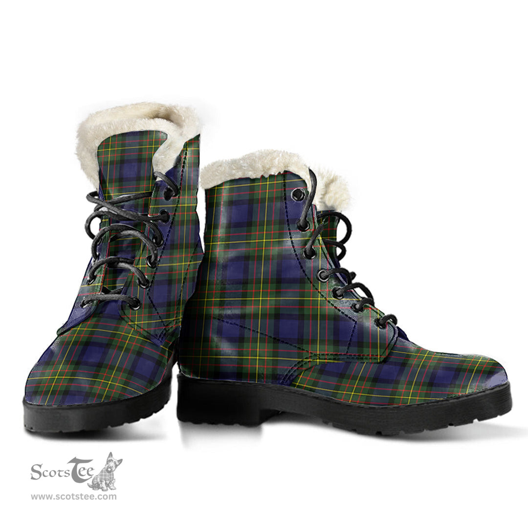 ScotsTee Shop Scottish MacLaren Modern Clan Faux Fur Tartan Leather Boots