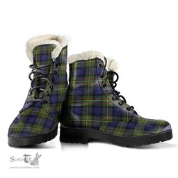 ScotsTee Shop Scottish MacLaren Modern Clan Faux Fur Tartan Leather Boots