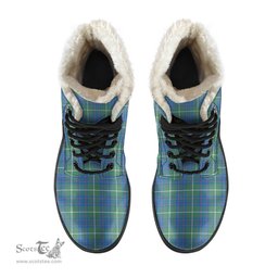 ScotsTee Shop Scottish MacIntyre Hunting Ancient Clan Crest Faux Fur Tartan Leather Boots