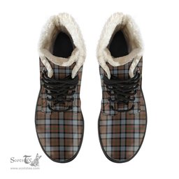 ScotsTee Shop Scottish MacLaren Weathered Clan Crest Faux Fur Tartan Leather Boots