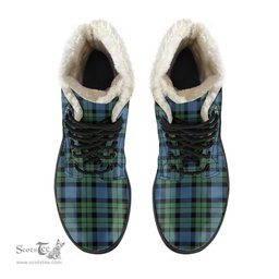 ScotsTee Shop Scottish MacKay Ancient Clan Crest Faux Fur Tartan Leather Boots