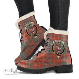 ScotsTee Shop Scottish MacDougall Ancient Clan Crest Faux Fur Tartan Leather Boots