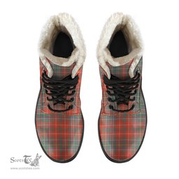 ScotsTee Shop Scottish MacDougall Ancient Clan Crest Faux Fur Tartan Leather Boots