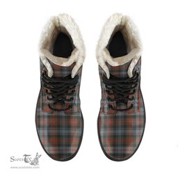 ScotsTee Shop Scottish Murray of Atholl Weathered Clan Faux Fur Tartan Leather Boots