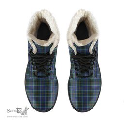 ScotsTee Shop Scottish MacInnes Modern Clan Faux Fur Tartan Leather Boots