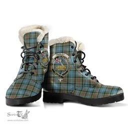 ScotsTee Shop Scottish Paisley District Clan Crest Faux Fur Tartan Leather Boots