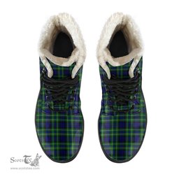 ScotsTee Shop Scottish MacNeil of Colonsay Modern Clan Crest Faux Fur Tartan Leather Boots