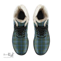 ScotsTee Shop Scottish Ogilvie Hunting Ancient Clan Faux Fur Tartan Leather Boots