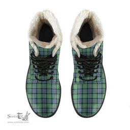 ScotsTee Shop Scottish MacThomas Ancient Clan Faux Fur Tartan Leather Boots
