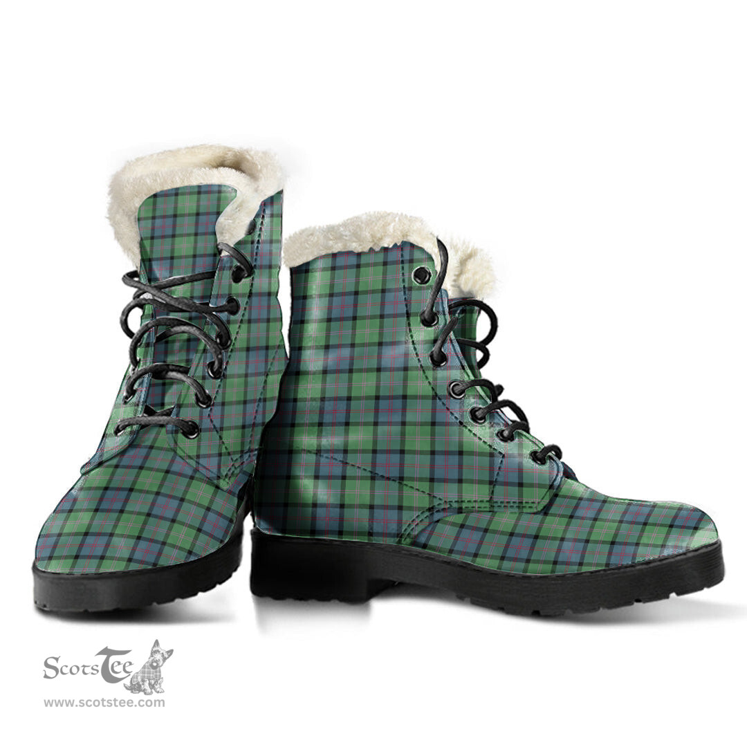 ScotsTee Shop Scottish MacThomas Ancient Clan Faux Fur Tartan Leather Boots