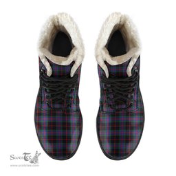ScotsTee Shop Scottish Nairn Clan Crest Faux Fur Tartan Leather Boots