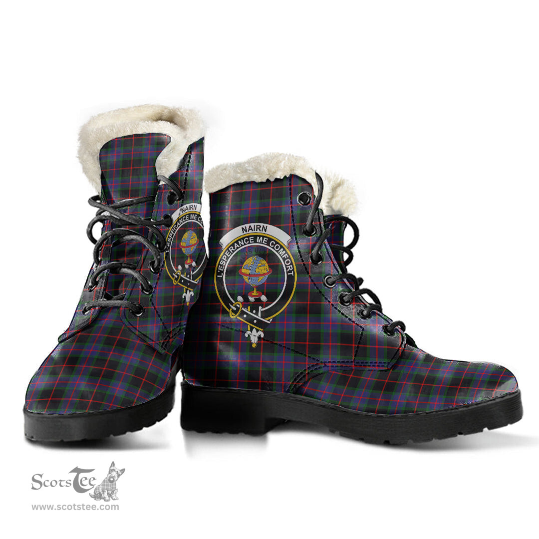 ScotsTee Shop Scottish Nairn Clan Crest Faux Fur Tartan Leather Boots