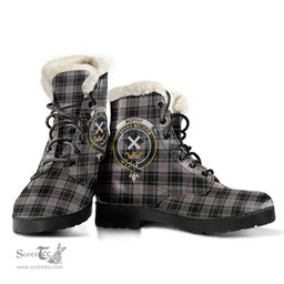ScotsTee Shop Scottish Moffat Modern Clan Crest Faux Fur Tartan Leather Boots