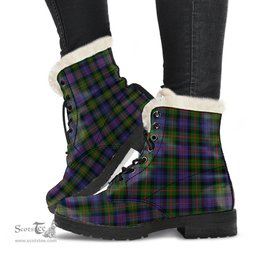 ScotsTee Shop Scottish Murray of Atholl Modern Clan Faux Fur Tartan Leather Boots
