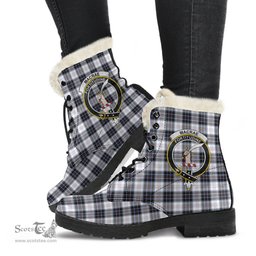 ScotsTee Shop Scottish MacRae Dress Modern Clan Crest Faux Fur Tartan Leather Boots