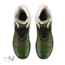 ScotsTee Shop Scottish MacKinnon Hunting Modern Clan Crest Faux Fur Tartan Leather Boots