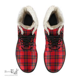 ScotsTee Shop Scottish MacGillivray Modern Clan Crest Faux Fur Tartan Leather Boots