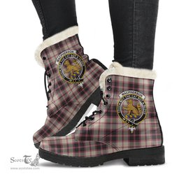 ScotsTee Shop Scottish MacPherson Hunting Ancient Clan Crest Faux Fur Tartan Leather Boots