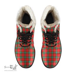 ScotsTee Shop Scottish MacLaine of Loch Buie Clan Crest Faux Fur Tartan Leather Boots
