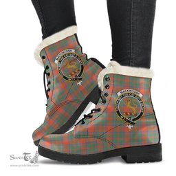 ScotsTee Shop Scottish MacKintosh Ancient Clan Crest Faux Fur Tartan Leather Boots