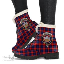 ScotsTee Shop Scottish MacLachlan Modern Clan Crest Faux Fur Tartan Leather Boots