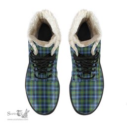 ScotsTee Shop Scottish MacNeill of Barra Ancient Clan Faux Fur Tartan Leather Boots