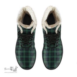 ScotsTee Shop Scottish MacAulay Hunting Ancient Clan Faux Fur Tartan Leather Boots