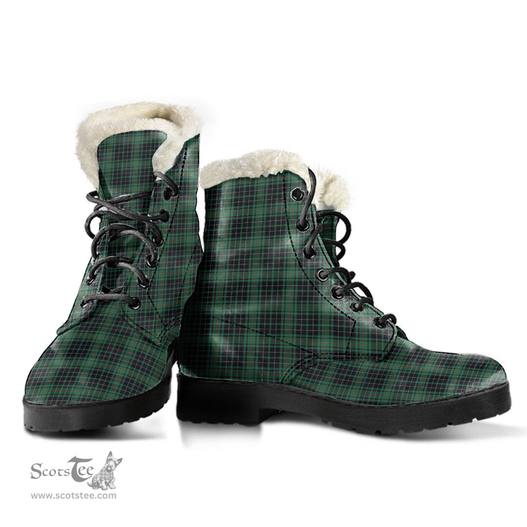 ScotsTee Shop Scottish MacAulay Hunting Ancient Clan Faux Fur Tartan Leather Boots