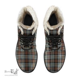 ScotsTee Shop Scottish MacLeod of Harris Weathered Clan Crest Faux Fur Tartan Leather Boots