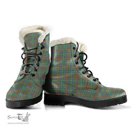 ScotsTee Shop Scottish MacKintosh Hunting Ancient Clan Faux Fur Tartan Leather Boots