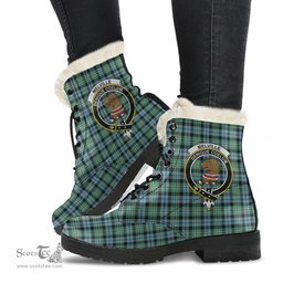ScotsTee Shop Scottish Melville Clan Crest Faux Fur Tartan Leather Boots