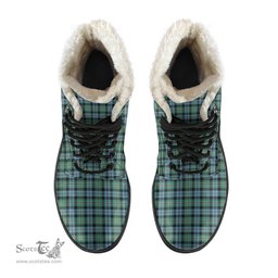 ScotsTee Shop Scottish Melville Clan Crest Faux Fur Tartan Leather Boots