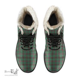 ScotsTee Shop Scottish MacKinnon Hunting Ancient Clan Crest Faux Fur Tartan Leather Boots